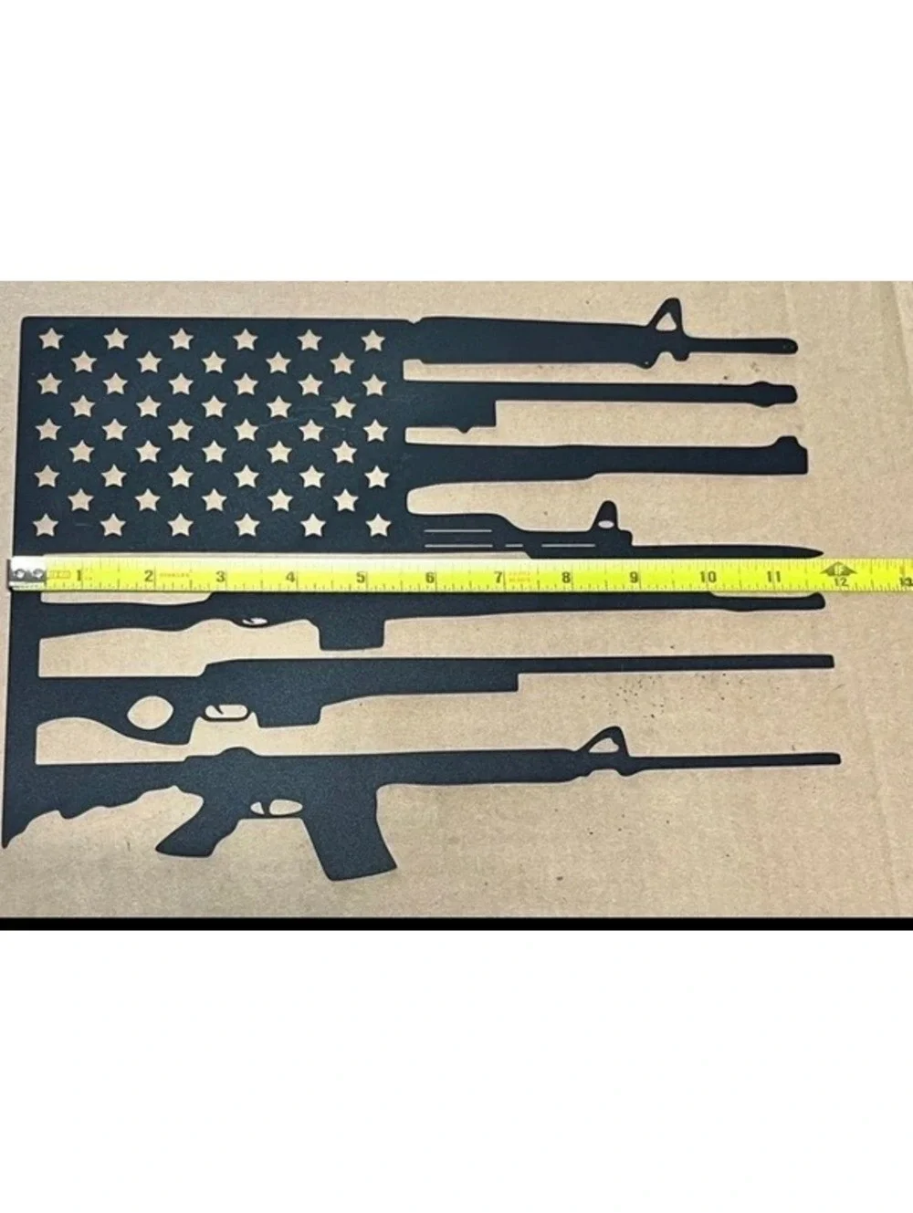 Patriotic American Metal Gun Flag  that makes a statement 12x9”